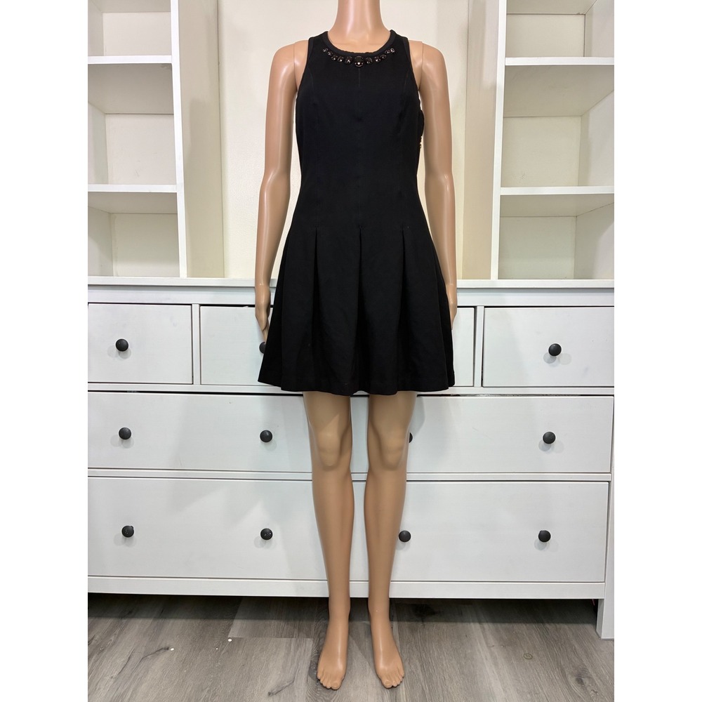 Juicy Couture Black Jewel Neck Embellished Fit and Flare Mini Dress Size 8